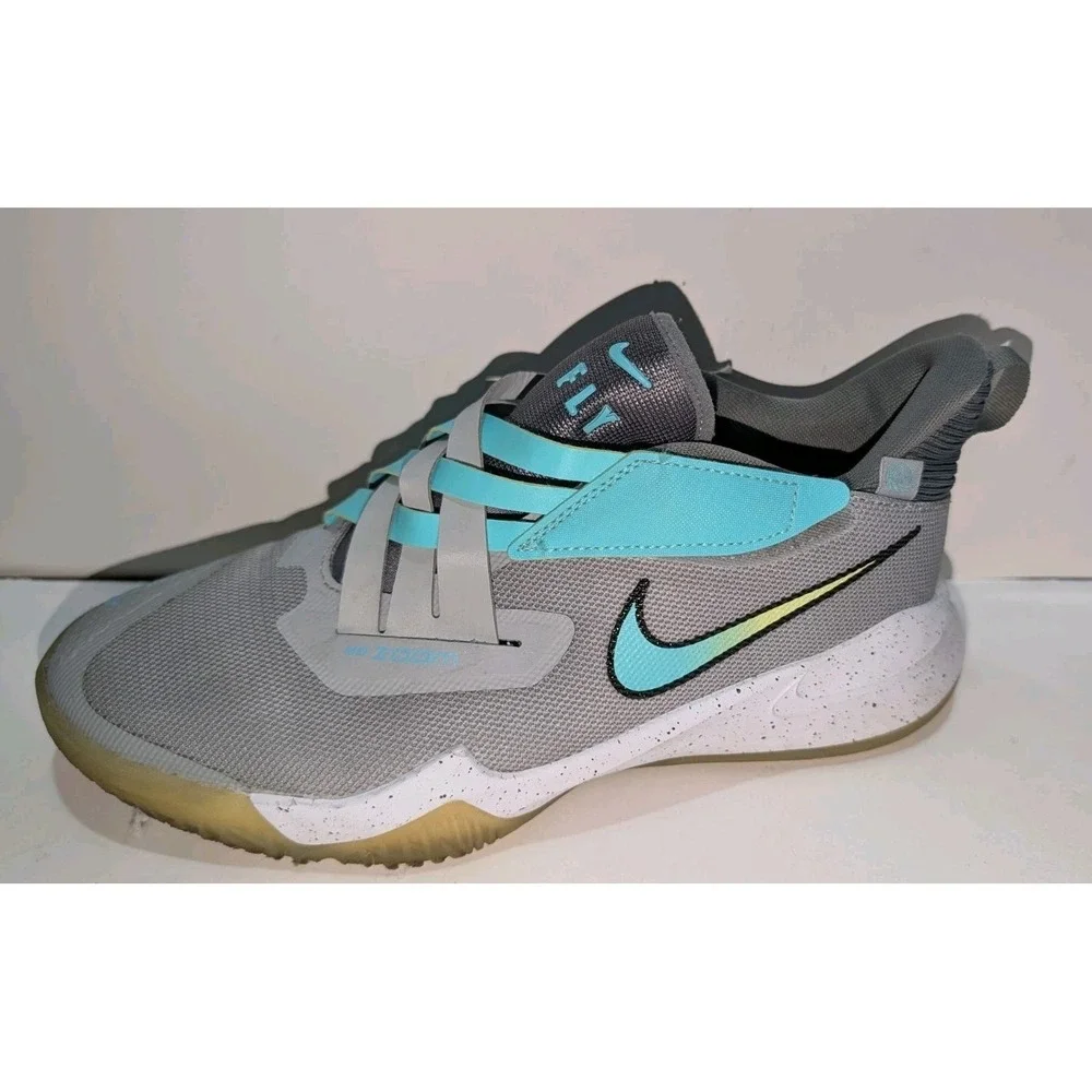 Nike Zoom Fly Boys Basketball Sneakers Gray Blue DB6708-001 Size 6.5Y